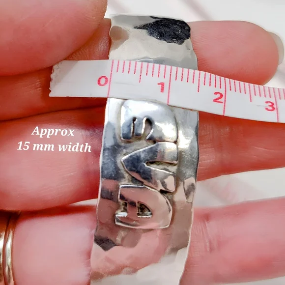 Gail Bird/Yazzie Johnson Personalized EVA Sterling Silver Hammered Cuff Bracelet - Picture 7 of 10